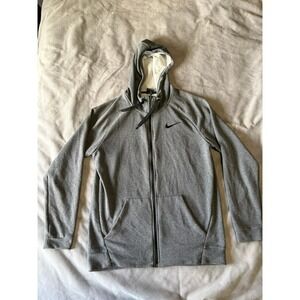 Nike Dri-FIT Mens Full Zip Hoodie Gray Heathered Training Jacket Large L